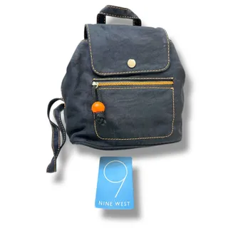 Photo of Nine West Black Vinyl Mini Backpack Black Orange Trim