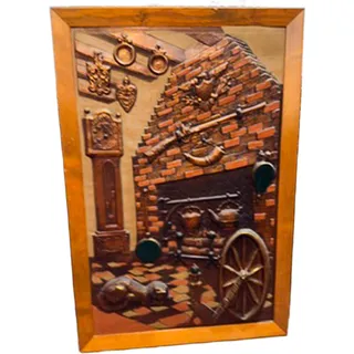 Photo of 1950s Philip Taub "The Hearth" Turner Wall Accessories 31"x21" 3D Framed Art