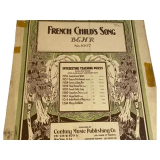 Photo of Antique French Child's Song Sheet Music Behar No 1007 Century Music