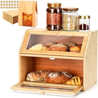 Photo of Large Double Layer Bamboo Box with Clear Doo
