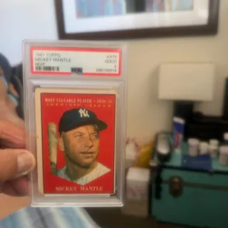 Photo of 1961 Topps #475 MVP Mickey Mantle B2B 56’57’