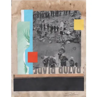 Photo of Original Mixed Media Modern Art Collage "Razor Blade" 8.5x11" Signed