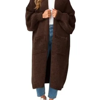 Photo of Oversized Long Cardigan Open Front Coatigan with Pockets