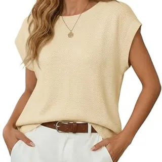 Photo of Cap Sleeve Sweater Knit Tank Tops Trendy Vest
