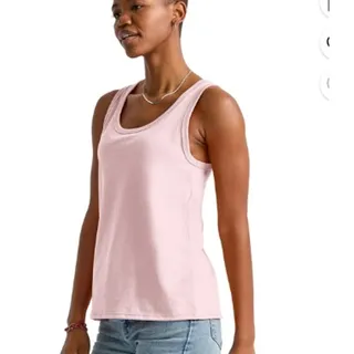 Photo of New Hanes Womens Small Essentials Solid Pale Pink 100% US Grown Cotton Tank Top