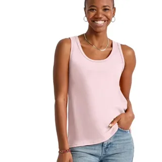 Photo of New Hanes Womens Small Essentials Solid Pale Pink 100% US Grown Cotton Tank Top