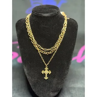 Photo of Cross layered necklace. Gold Tone. Fashion Jewelry NWT