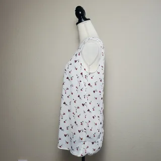 Photo of Pleione White Floral Sleeveless Top Small