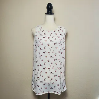 Photo of Pleione White Floral Sleeveless Top Small