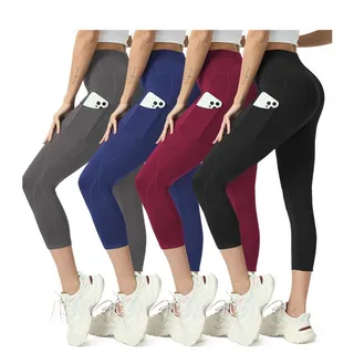 Photo of 2XL High Waisted Yoga Leggings 4 Pack - Tummy Control with Pockets