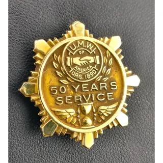 Photo of Vintage 14K Gold UMWA United Mine Workers 50 Years Service Pin 6.07g JWU Union