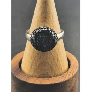 Photo of 925 Sterling Silver Black Pave Statement Dome Ring Size 8.75