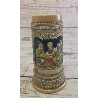 Photo of Ceramarte Brazil German Tavern Scene Beer Stein Mug 8 inch
