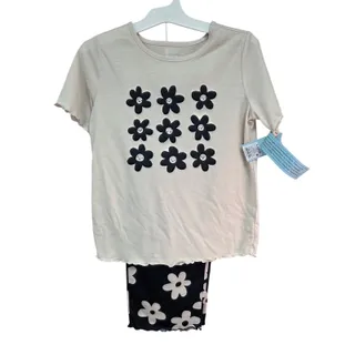 Photo of Cat & Jack Girls Daisy 2Pc Pajama Set Black Cream Size L 10/12 NWT