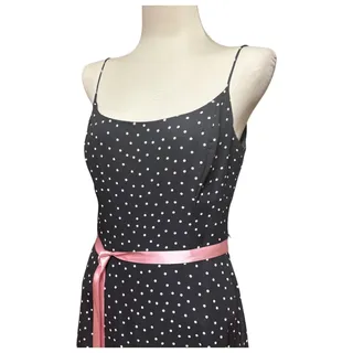 Photo of Jessica Howard Sleeveless Belted Polka Dot Midi Dress Black Pink 10