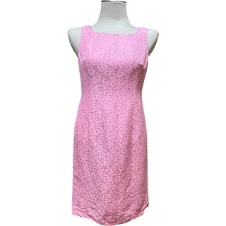 Photo of Oscar De La Renta Textured Linen Silk Sleeveless Sheath Dress Pink 6 Petite