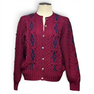 Photo of Deans of Scotland for The Nassau Shops Vintage Wool Sweater Burgundy Blue XL