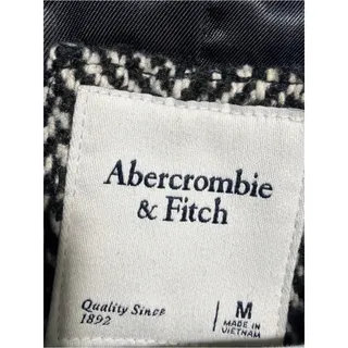 Photo of Abercrombie & Fitch Trending, Dad Herringbone Tweed Coat Black & White M 8 10 EUC