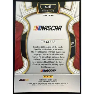 Photo of 2026 Panini Select NASCAR Ty Gibbs #99 Grandstand Green Prizms 1/5