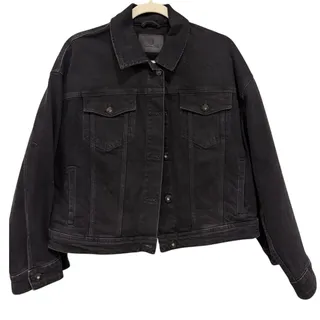 Photo of Massimo Dutti Stretch Denim Womens Black /Grey Jacket L NWOT