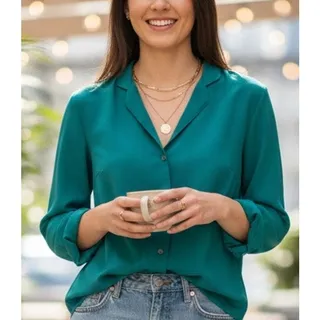Photo of Vintage 70's Korean Button Up Fitted Blouse