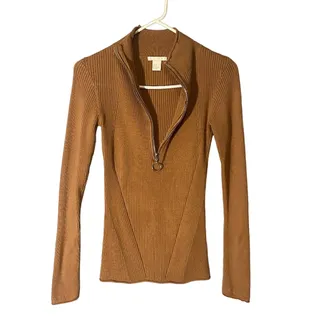 Photo of Copied - H&M Dusty Rose Ribbed Long Sleeve Half Zip Pullover Knit Sweater Women Sz XS