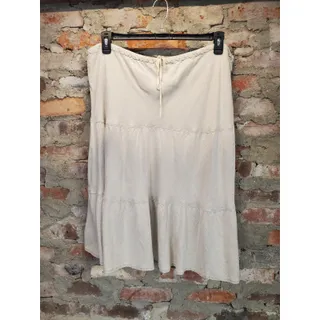 Photo of Allen Allen Womens Tiered Skirt 2X Natural Linen Blend Drawstring Flowy