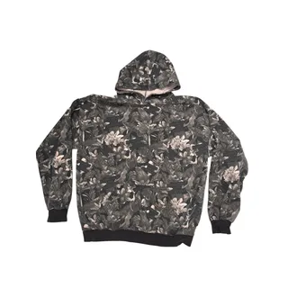 Photo of ASSHOLES LIVE FOREVER Black & White Tropical Floral Hoodie Sweatshirt Size XL