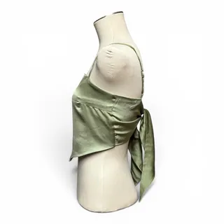 Photo of Mimosa Satin Tie Back Cropped Top Green Large