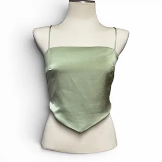 Photo of Mimosa Satin Tie Back Cropped Top Green Large