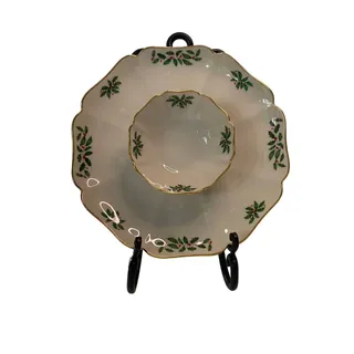 Photo of Vintage Lenox Holiday (demension) chip and dip platter, 1 piece gourmet server