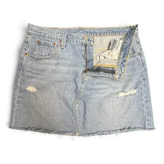 Photo of Levi's Cotton Distressed Ripped Grunge Denim Jean Skirt 32