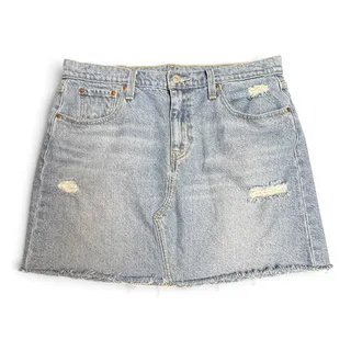 Photo of Levi's Cotton Distressed Ripped Grunge Denim Jean Skirt 32