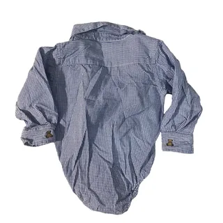 Photo of Hartstrings Blue & White Plaid Collared Button Up Baby One Piece Baby Boy 12M