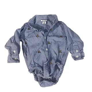 Photo of Hartstrings Blue & White Plaid Collared Button Up Baby One Piece Baby Boy 12M