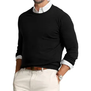 Photo of JMIERR Mens Sweater 2XL Black Crewneck Pullover Long Sleeve Lightweight New