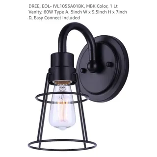 Photo of New Canarm Dree 1-Light Matte Black Cage Wall Sconce
