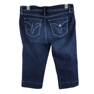 Photo of Bongo Capri Jeans Women’s Juniors 9 Dark Wash Y2K Embroidered Stretch Denim