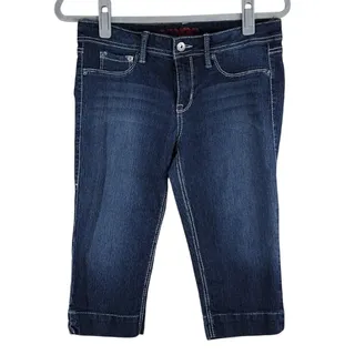 Photo of Bongo Capri Jeans Women’s Juniors 9 Dark Wash Y2K Embroidered Stretch Denim