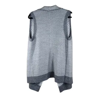 Photo of Gap Sweater Vest Women’s Small White Gray Wool Sleeveless Long Shawl Cozy