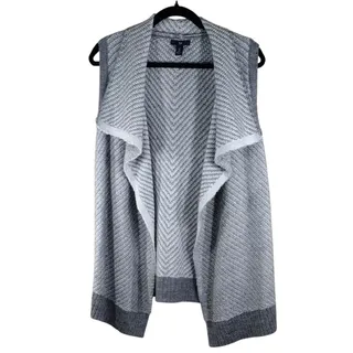 Photo of Gap Sweater Vest Women’s Small White Gray Wool Sleeveless Long Shawl Cozy