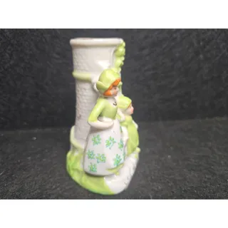 Photo of Vintage Gold Castle Porcelain Vase Dutch Woman & Boy Japan 4"