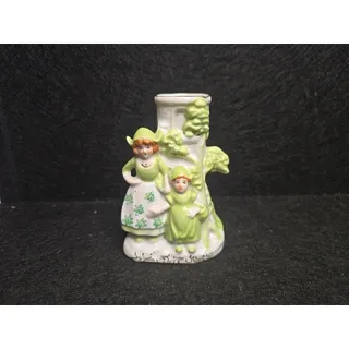 Photo of Vintage Gold Castle Porcelain Vase Dutch Woman & Boy Japan 4"