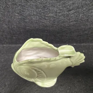 Photo of Vintage MCM Green Ceramic Fish Ashtray Planter Vase Made In Japan