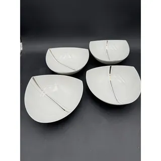 Photo of Set of 4 Red Vanilla Odett Platinum Triangle Soup Bowls 16 oz 7.75"