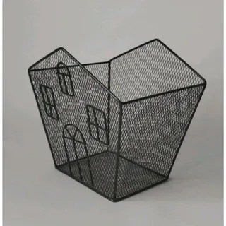 Photo of Black Wired Mesh Waste Basket - Office Classroom Bathroom 9" Tall