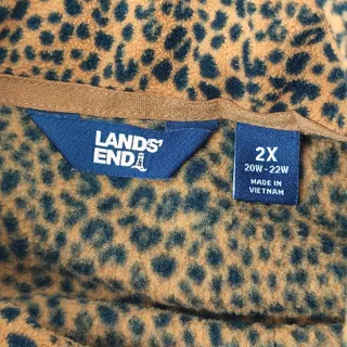 Photo of Lands End Women Leopard Print Dress Stretch Pockets Fleece 1/4 Zip 2X