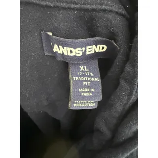 Photo of Lands End Solid Blue Chamois Button Front Shirt Mens Xlarge