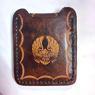 Photo of Harley-Davidson Tooled Leather Magnetic Money Clip Card Holder Belt Clip Biker