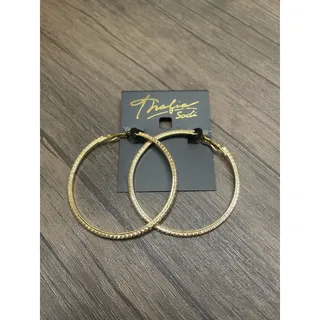 Photo of NWT Thalia Sodi Large 60mm Gold Rhinestone Hoop Earrings